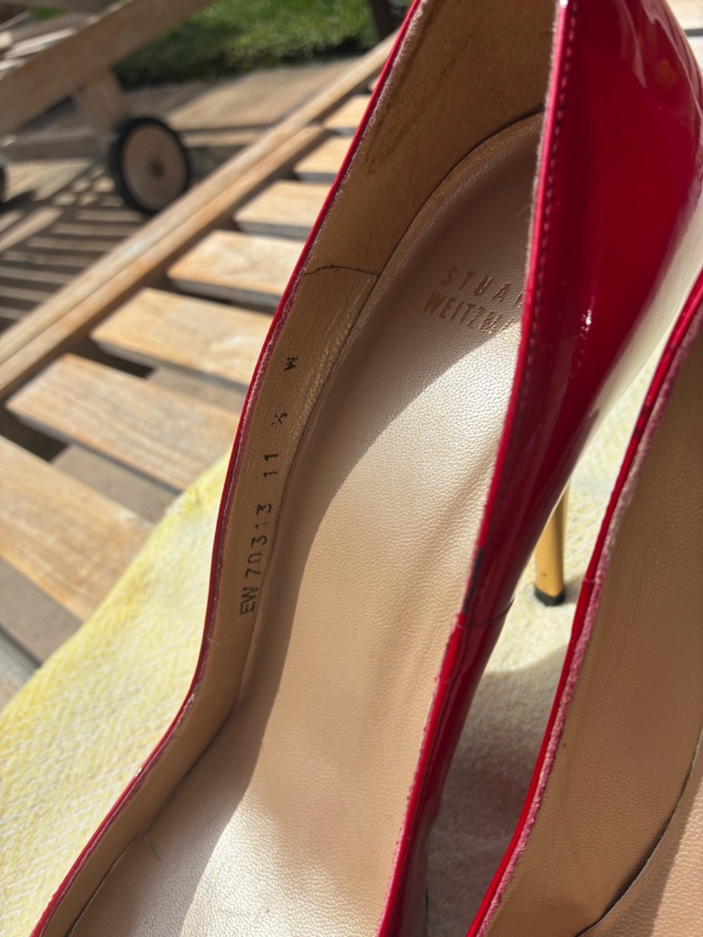 Stuart Weitzman Red Patent Pointed Toe Stiletto Pumps - Picture 2 of 9